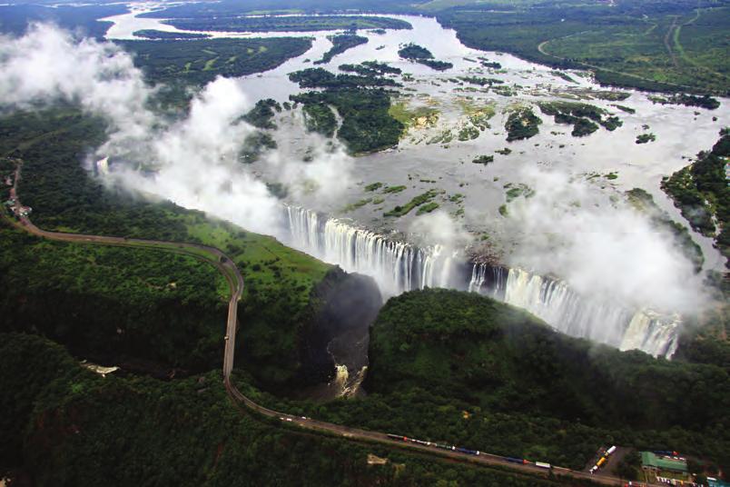 World Heritage Site 1 These massive waterfalls are located on the border of two African countries. The native name for the falls translates to Smoke that Thunders.