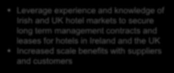 HOTELS ON LONG LEASES & MANAGEMENT CONTRACTS Leverage experience and knowledge of Irish and UK hotel markets to