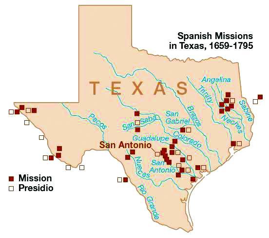 Spanish Strongholds in East Texas are Established By 1721 abandoned missions were reopened by Marques de San Miguel de Aguayo, governor of Coahuila and Texas and