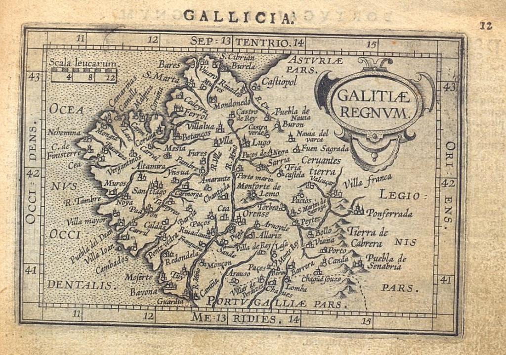 Mapa e descrición de Galicia (en latín) de 1609.