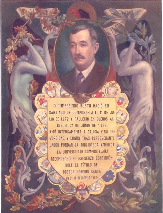 Vitor de Gumersindo Busto no libro conmemorativo dos cen anos da Biblioteca América 1904-2004, libro