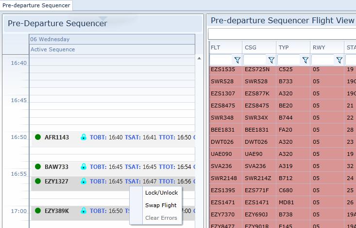 3. Pre-departure Sequencer Sequence Reorganisation Users need to be able to manually lock or unlock flights in the sequence.