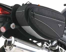 pull fobs Protective pad prevents slipping or marking bike Includes rainstorm cover Main compartment measures: 15.5 L x 9 W x 13 H Holds: 29.72 Liters per side CL-855...MSRP $169.