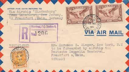 RU10 475 95 for 5 months Hindenburg cover flown on the Second North America return flight which departed on 21st May 1936.