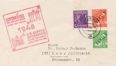 Luftpost postmark dated on the first day of use 7th June, plus the special purple