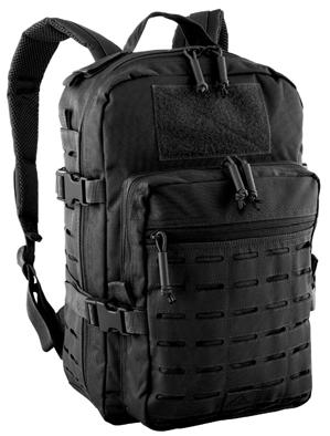 Reinforced carry handle 22 liters of total storage Mesh ventilated padded back panel with fully adjustable, contoured and padded shoulder straps Hydration port located at top center Quick-release