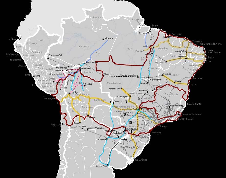 Map 2 - Incorporation of the Northeastern Region, Tocantins and Goiás into the Central Interoceanic Hub Discussion about the New Study in Brasilia The project to incorporate the northeastern region