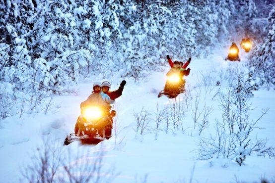After breakfast Mikko, your snowmobile guide, will meet and transer you to Máttárahkká Northern Lights Lodge ( if you are not staying there) for your adventure along one of his private snowmobile
