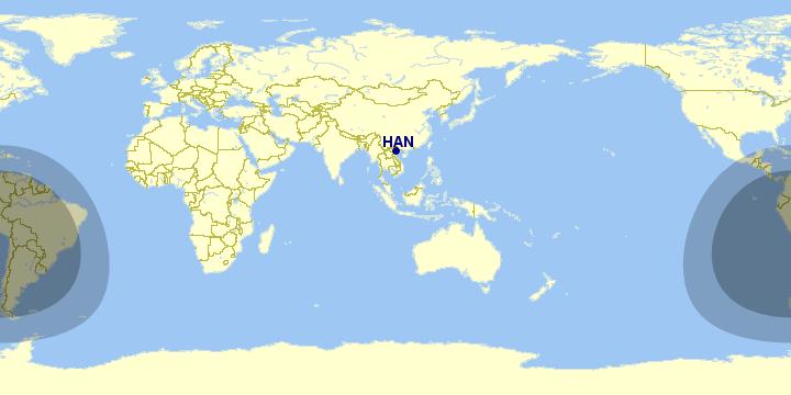 The following map illustrates the range limit 1 of A350-900 and B787-9: B787-9 A350-900 Figure 7: Range limit for the latest generation of aircraft from Ha Noi (Source: GCMap)