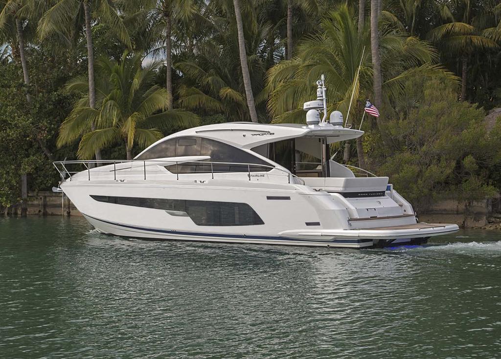 Electric retractable glazed roof with one-touch operation and pneumatic seal Enclosed main deck saloon Large mid-master cabin with en suite and separate shower compartment Companion seating area
