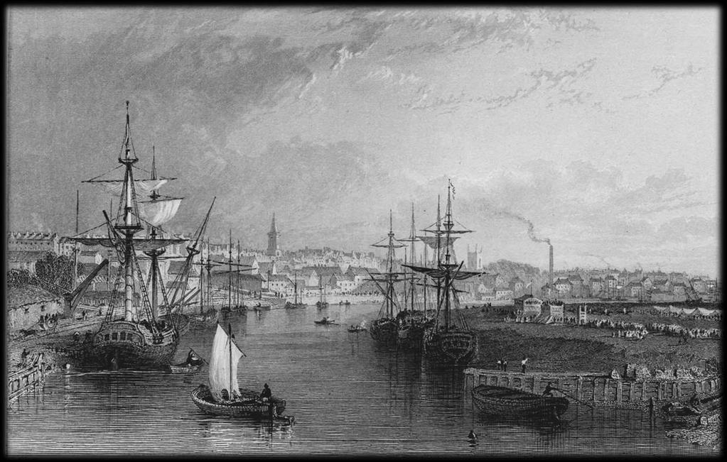 Every picture tells a story.. THE ROUTE OF THE S&DR 1825: Plate 7: A view, along the River Tees, towards the town in the 1830s. Stockton s history shown in a painting.