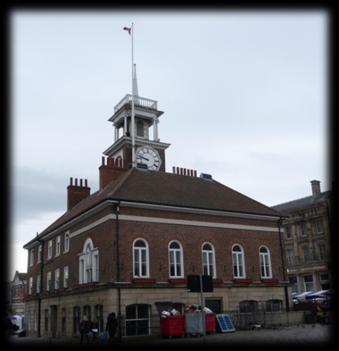(5) Stockton Town Hall THE ROUTE OF THE S&DR 1825: When you join the High Street you will see the tourist information centre opposite (called Rediscover Stockton) and to your left in the middle of