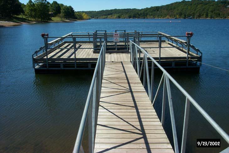 Fishing pier, Example 2. Prairie Creek Recreation Area, Beaver Lake, AR.