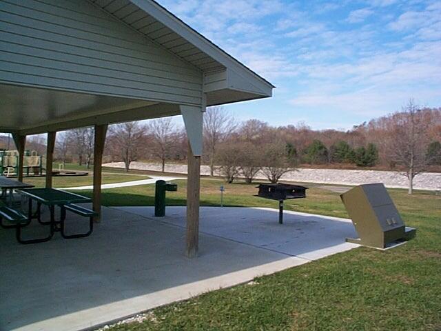 Photo P-7. Picnic shelter features and amenities, View 1. Cave Run Lake, KY.
