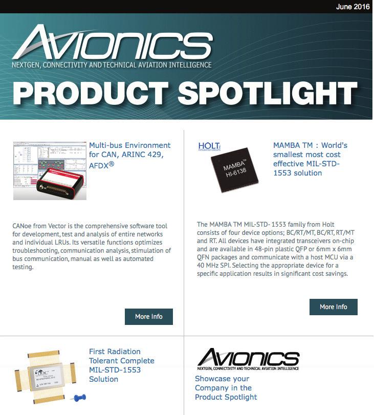 your product announcements. Deliver to 25,136 qualified Avionics readers, this is the perfect vehicle to promote your company s latest products and technologies.