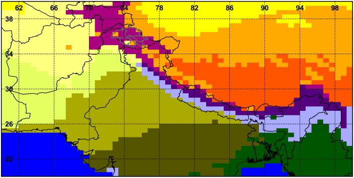 Differentiated climate regimes along the Himalayan mountain arc Example of climate classification based principal