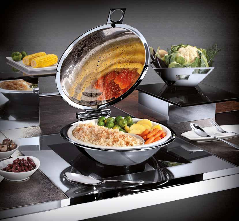 COOLING COOKING WARMING Oyster Chafer for induction SILVERPLATED* BLACK TITANIUM* VENETIAN GOLD TITANIUM* GOLD TITANIUM* PLATINUM CHAMPAE TITANIUM* CAP.