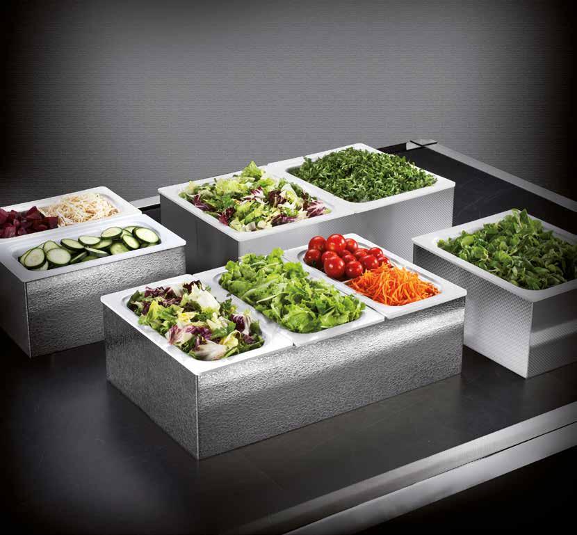 WARMING COOKING COOLING Salad Display NEW ICE FINISH FIELD FINISH WEAVE FINISH SALAD SUPPORT FOR SINGLE PAN 1/2 * TAV037047P TAV037047F TAV037047W 31 x 26 h 15,3 SALAD SUPPORT FOR TWO 1/2 OR THREE
