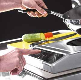 control 25 power settings 230 Volts / 3600 Watts Vitroceram glass Polyethylene cutting board Hidden pan for food scraps Plug and play unit, ready to use.