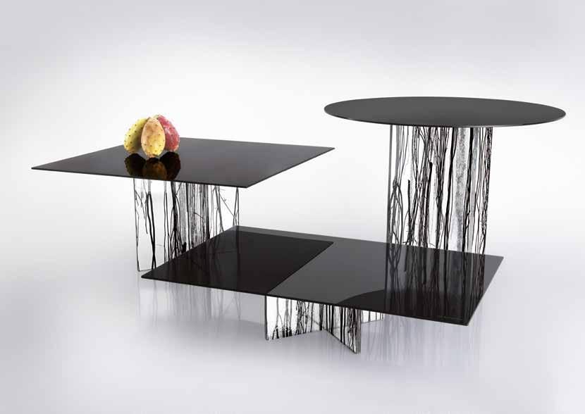 interlayer with black hardened glass tops