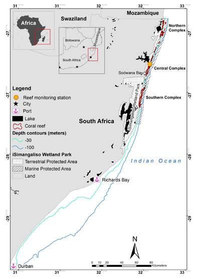 Figure 2.8.1. South Africa s coral reefs located in the extreme north-eastern part of the country.
