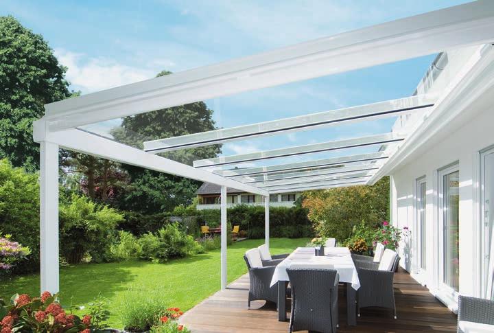 Frame colour RAL 9016 Terrazza patio roof Enjoy life al fresco Enjoy your patio until well into autumn weinor s Terrazza patio roof will keep you well sheltered from the wind and other elements.