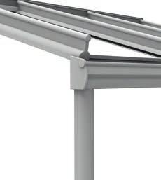 Patio roof with roof overhang and integrated guttering Or opt for a Terrazza Plus with roof overhang and integrated