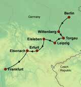 the Augustine monastery in Erfurt, the Bach museum in Eisenach and the Wartburg Castle Self-drive: Economy-category rental car Mandatory insurances (please ask for details) In the Footsteps of Martin