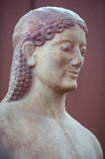 Kroisos: Archaic Sculpture, continued identified on base as funerary statue of Kroisos, who had