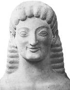 Archaic Sculpture, continued lips draw up in a smile ( Archaic smile ) same radiant expression occurs throughout 6 th c.