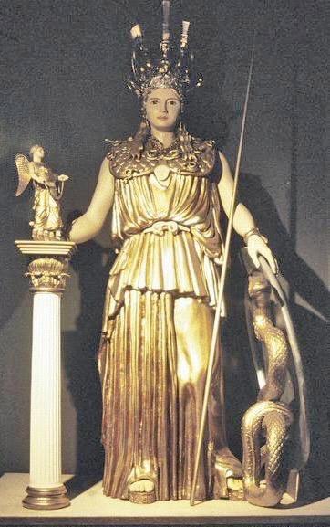Classical Sculpture: Phidias Gold and Ivory Athena Athena was fully armed with shield, spear and helmet and held Nike in her extended right hand has many
