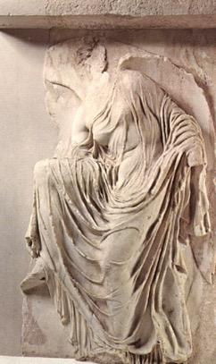 Classical Sculpture: Nike personification of victory, for example found on the balustrade erected around the Temple of Athena Nike.