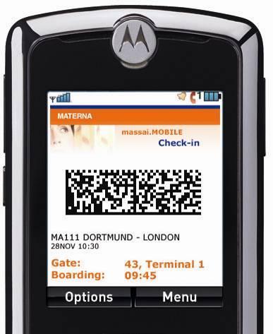Mobile Phone Check-in Mobile Phone Check-in Passenger receives MMS containing a bar-code for each flight segment for direct