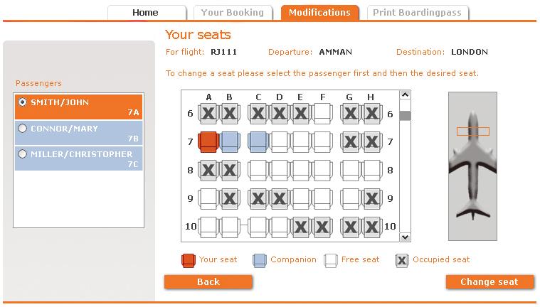 seat Receives Boarding pass or Checkin
