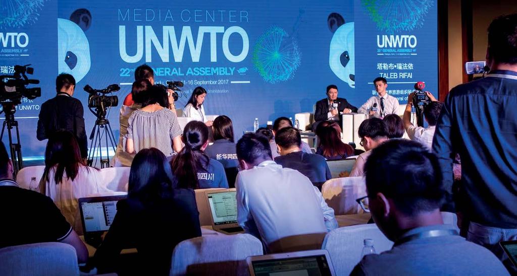 ARTICLE UNWTO Secretary-General talks to the media on the challenges of the sector In a media briefing with journalists attending the General Assembly, Secretary-General of the World Tourism