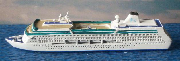 It can be confirmed that Disney Magic is 1/1250 and pictured below is the model removed from its display base, waterlined, detailed and painted by Florian at Mare Nostrum for noted American collector