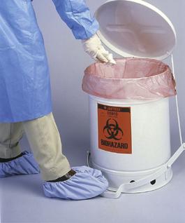 1030 JP-05910 Eagle Polyethylene Biohazard Waste Cans (right) warn workers of potential biohazards and meet OSHA requirements for exposures to blood borne pathogens.