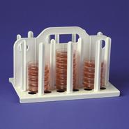 Epoxy-coated steel Poxygrid Centrifuge Tube Rack supports four 500mL conical centrifuge tubes. Steam autoclavable at 121 C (250 F).