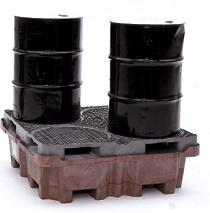 Ultra Spill Pallet Plus UT-9631 shown supporting an IBC Tote (right) and with a drum loading ramp UT-0676 (below) Ultra-Spill King UT-0802 (left) is strong enough to stack multiple pallets.
