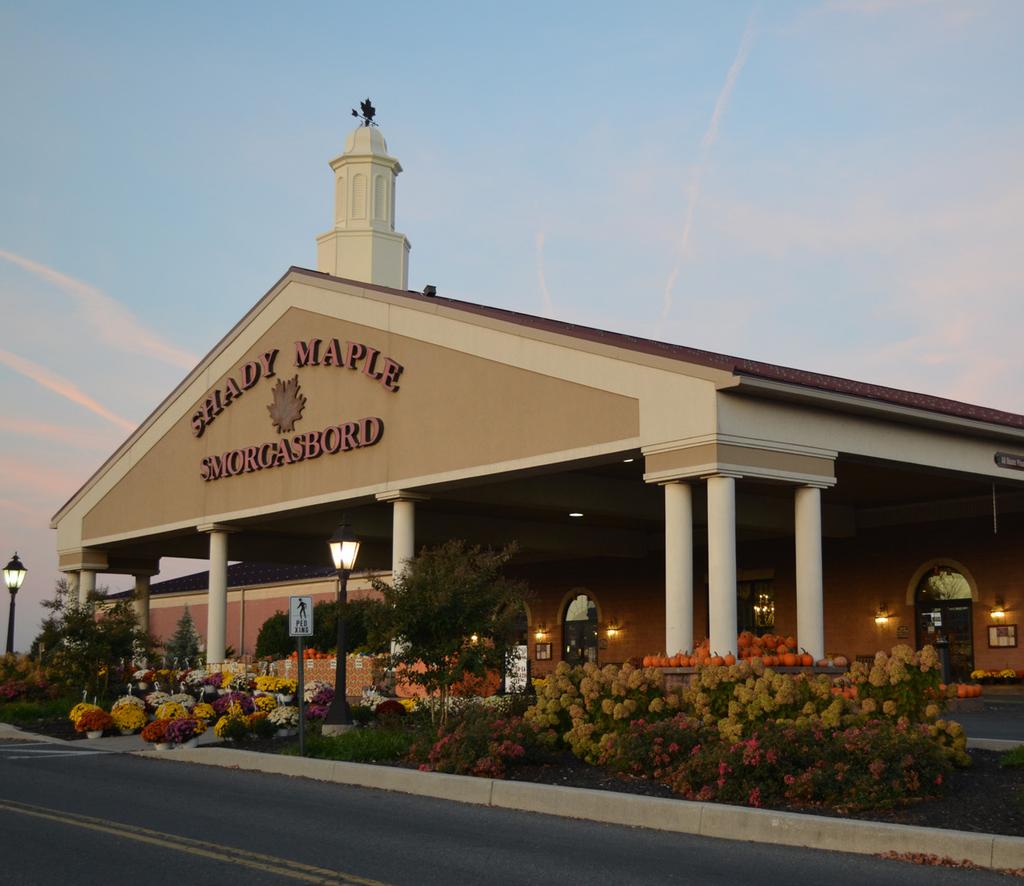 Shady Maple Smorgasbord offers the largest selection of popular Dutch cooking, as well as a vast amount of other delicious cuisines. The buffet is the largest on the East Coast serving nearly 1.