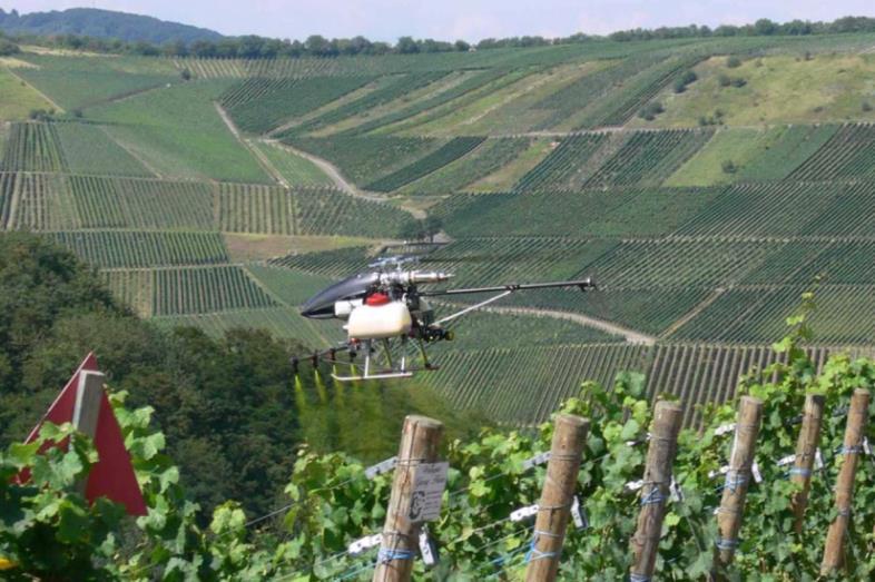grape-vines) Less downwash prevents loss of crop protection product Adherence to the specified flight paths with