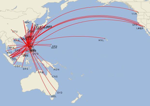 3.2.2 Current air services from the Philippines The Philippines currently has 70 direct routes to other APEC economies.
