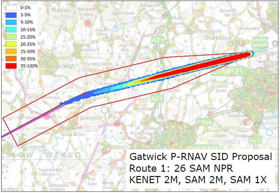 radar return density is 20 25% of the highest density square). As such the colour coding cannot be related easily to the number of aircraft in a particular defined grid square.