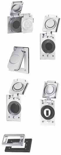 -10 NEMA 3R Wet Location Receptacle Covers for NEMA Configuration Receptacles Available with NEMA Configuration Receptacles or as Covers Only. Covers also accommodate Toggle Switches.