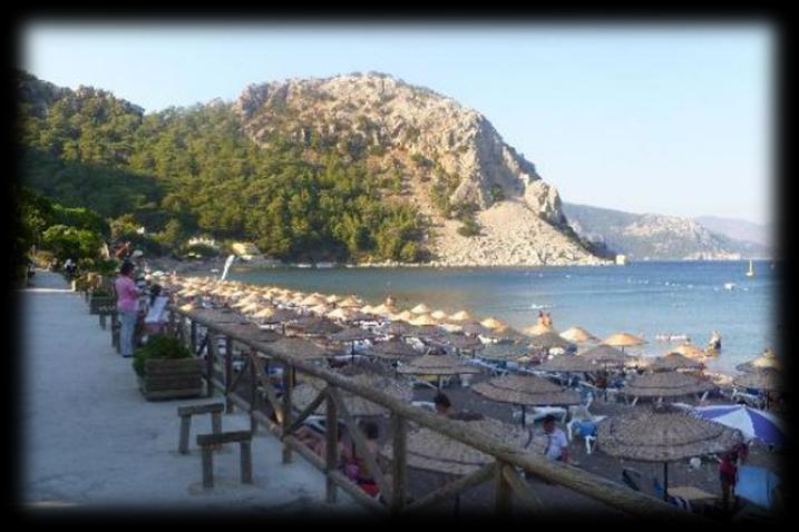 Turunç beach is a wonderful Blue Flag beach nestled in between rolling forested hills and mountains. Dalyan: Dalyan is a popular resort located on the 80 kilometers southeast of Marmaris.