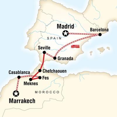 Last Updated: June 6, 2016 Spain & Morocco by Rail - ESMR 14 days: Madrid to Marrakech What's Included Madrid orientation walk Alhambra visit (Granada) Fès medina visit with local guide G