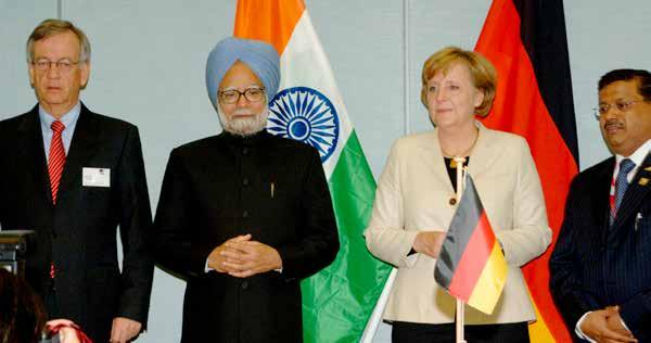 Anti-clockwise from above: The Prime Minister of India, Mr Manmohan Singh, the German Chancellor, Ms Angela Merkel and Mr Rakesh Shah, Chairman of EEPC India at Hannover Messe 2006; Mr Anupam Shah,