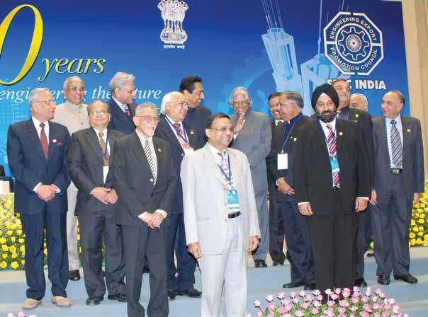 Clockwise from above: Past Chairmen and Executive Directors of EEPC India at the Golden Jubilee celebrations in 2005 with the President of India, Mr A P J Abdul Kalam; President Neelam Sanjiva Reddy