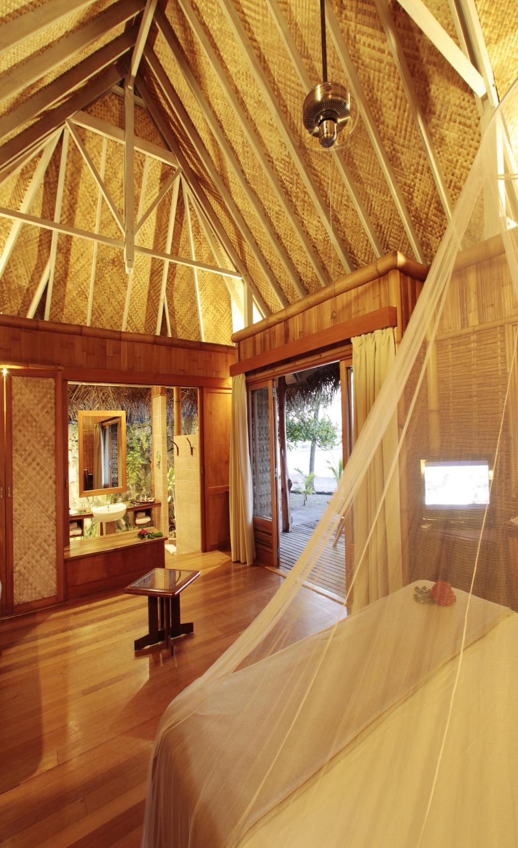 ACCOMMODATIONS All accommodations are designed in true Polynesian style, with thatched roofs made of coconut, bamboo, teak and local wood.