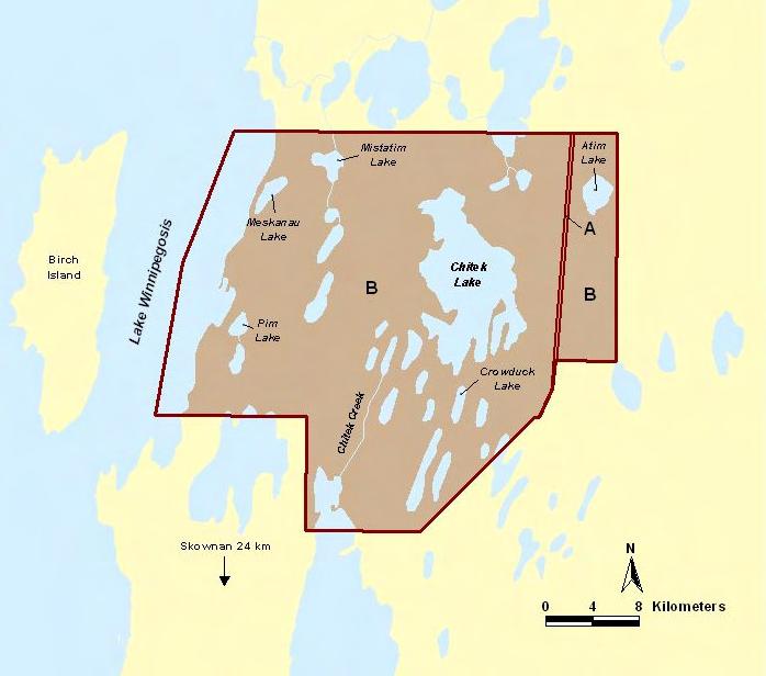 Chitek Lake Land Use Category Drawn from Director of Surveys Plan # 19995 Backcountry (B) Size: 99,600 ha or > 99% of the park reserve. Protects Wood Bison winter range habitats.